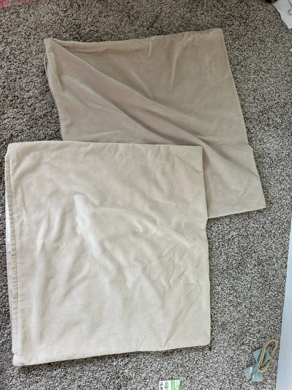 IKEA Beige Pillow Covers - Set of 2 velvet pillow cases. Matching cream .
